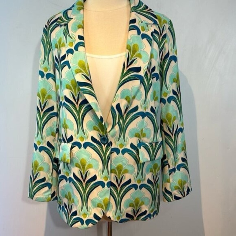 Spazio Cinque gorgeous blazer turquoise colourful single button blazer size M